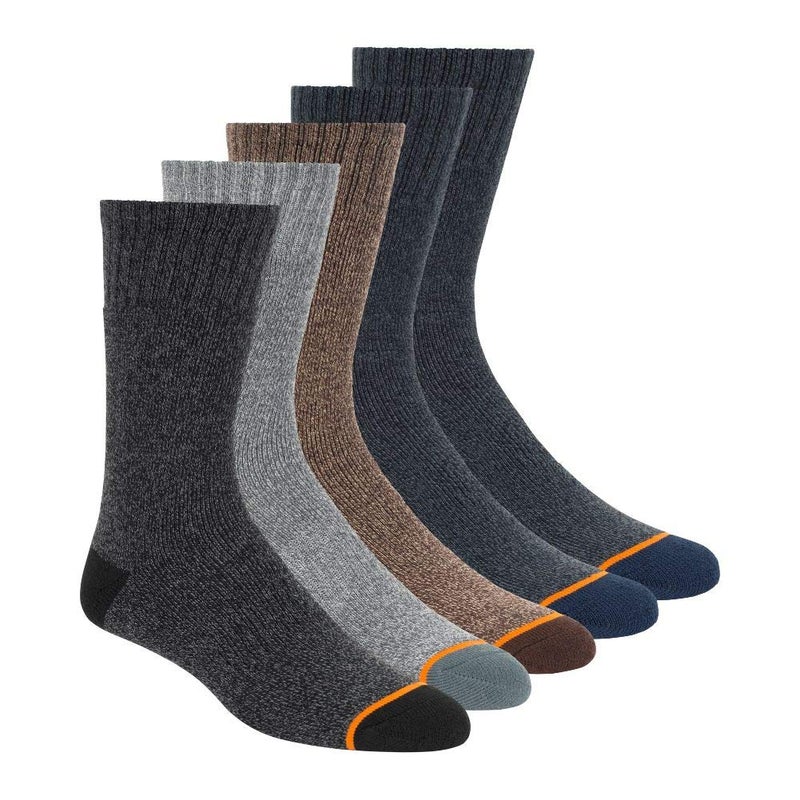 Weatherproof Men's 5-Pack Thermal Crew Socks with Arch Support & Marled Yarns - Image 1
